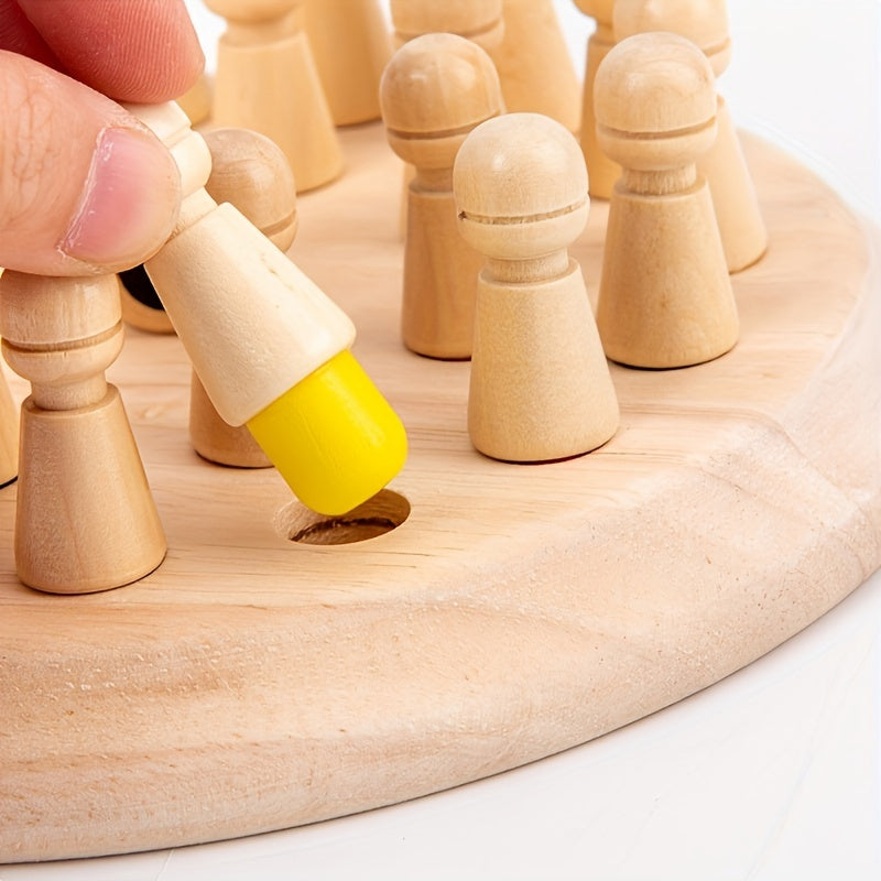 Wooden Memory Game - Educational Chess Puzzle