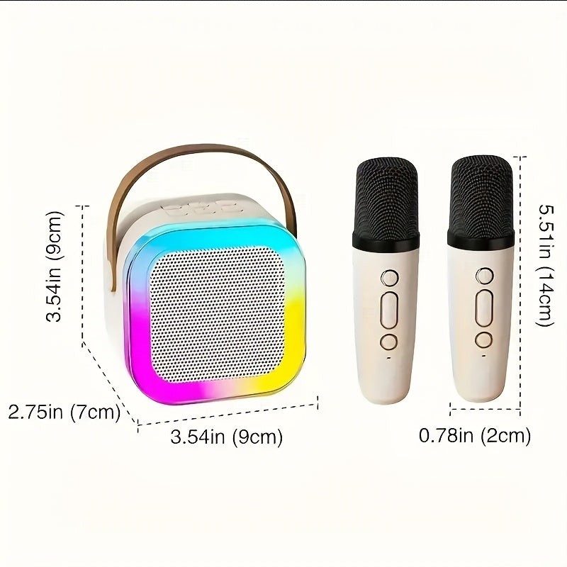 Portable Mini Karaoke Machine with 2 Wireless Microphones