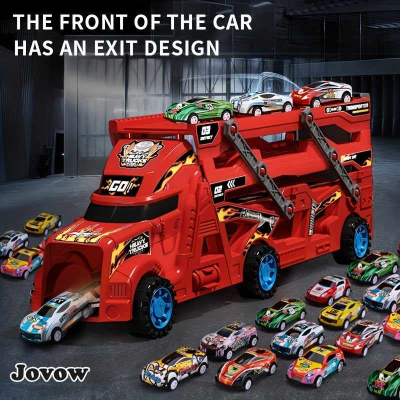 JOVOW Kids Fire Truck Set with 8 Mini Cars