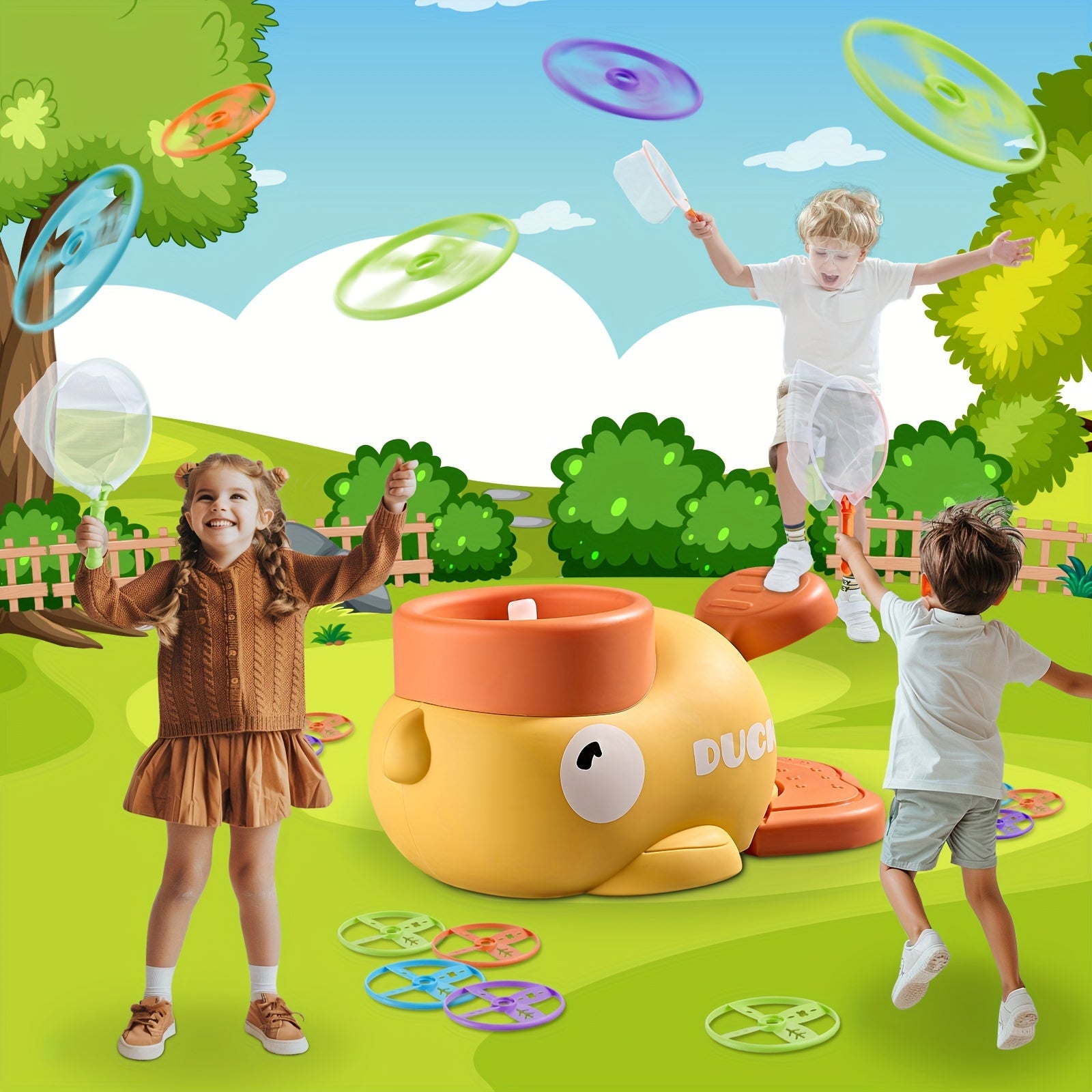 Yellow Duck Disc Thrower, Flying Disc Chase Games