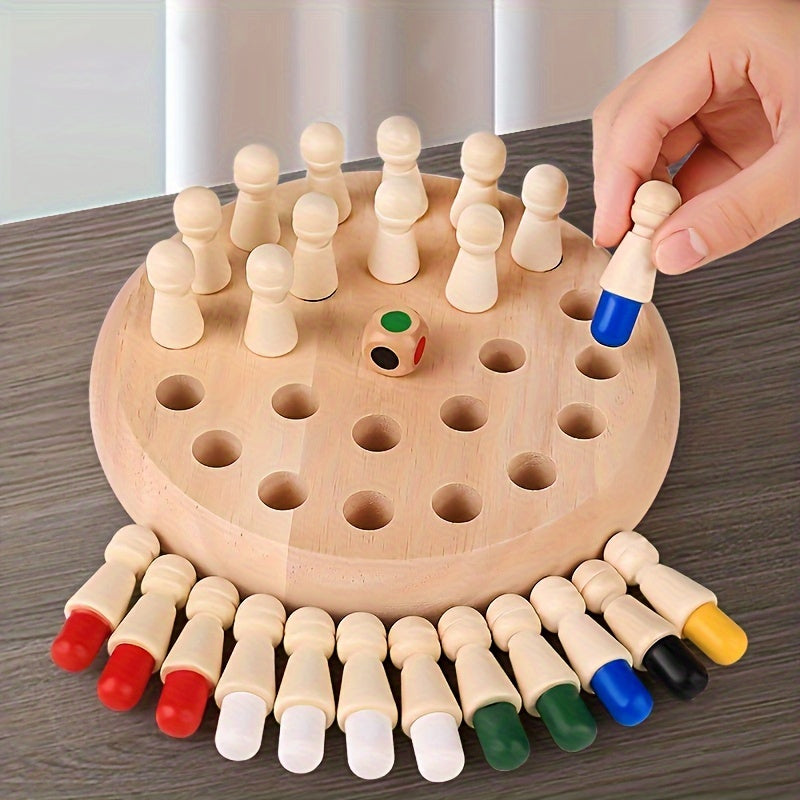 Wooden Memory Game - Educational Chess Puzzle