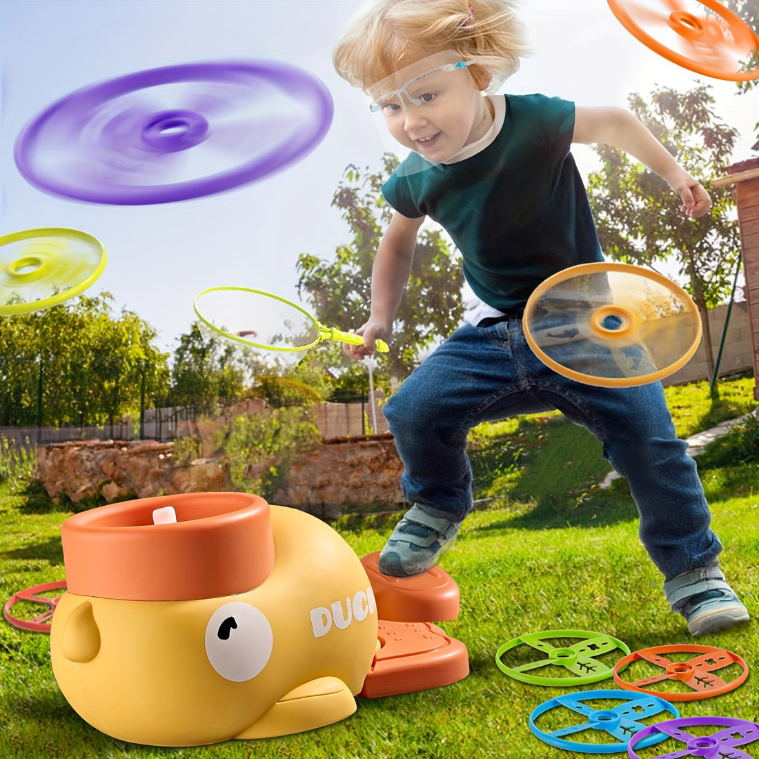 Yellow Duck Disc Thrower, Flying Disc Chase Games
