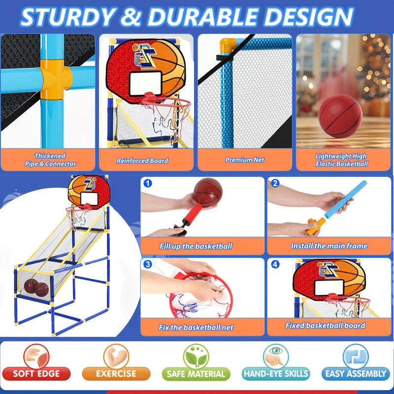 Arcade basketball game with 2 balls