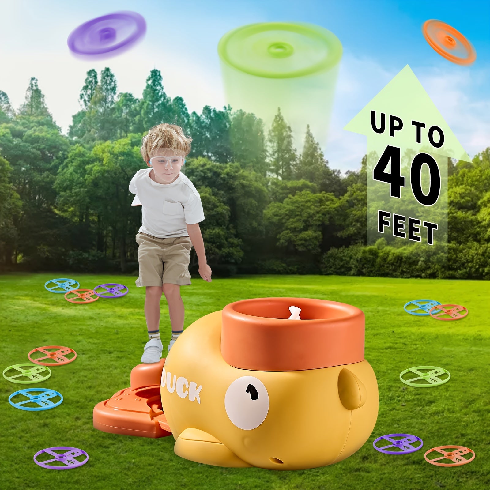 Yellow Duck Disc Thrower, Flying Disc Chase Games