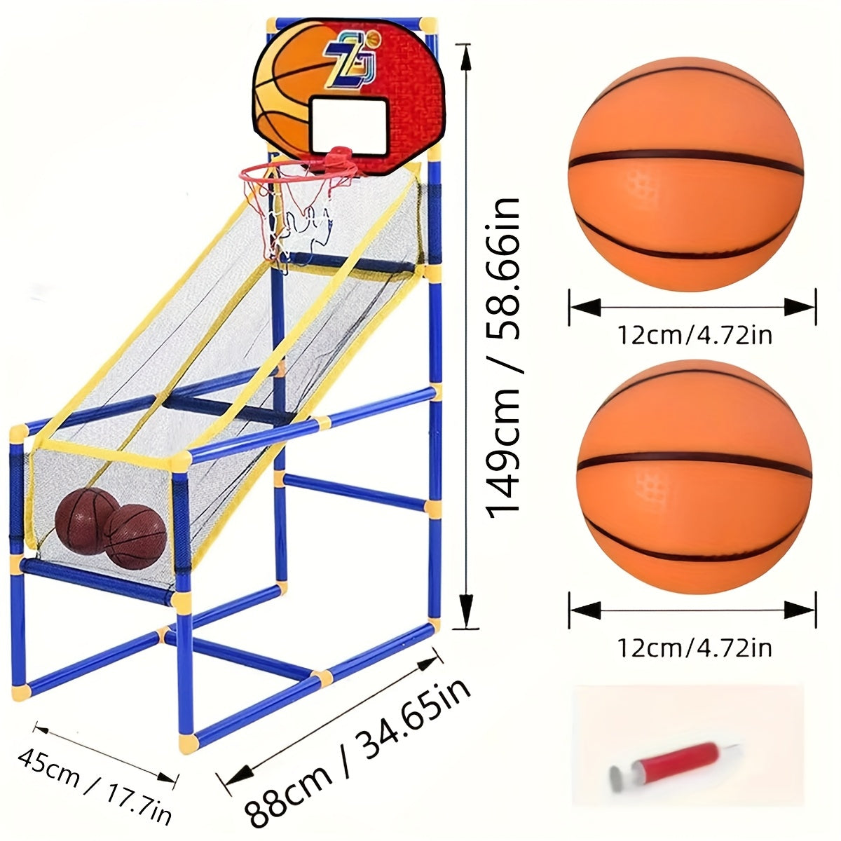 Arcade basketball game with 2 balls