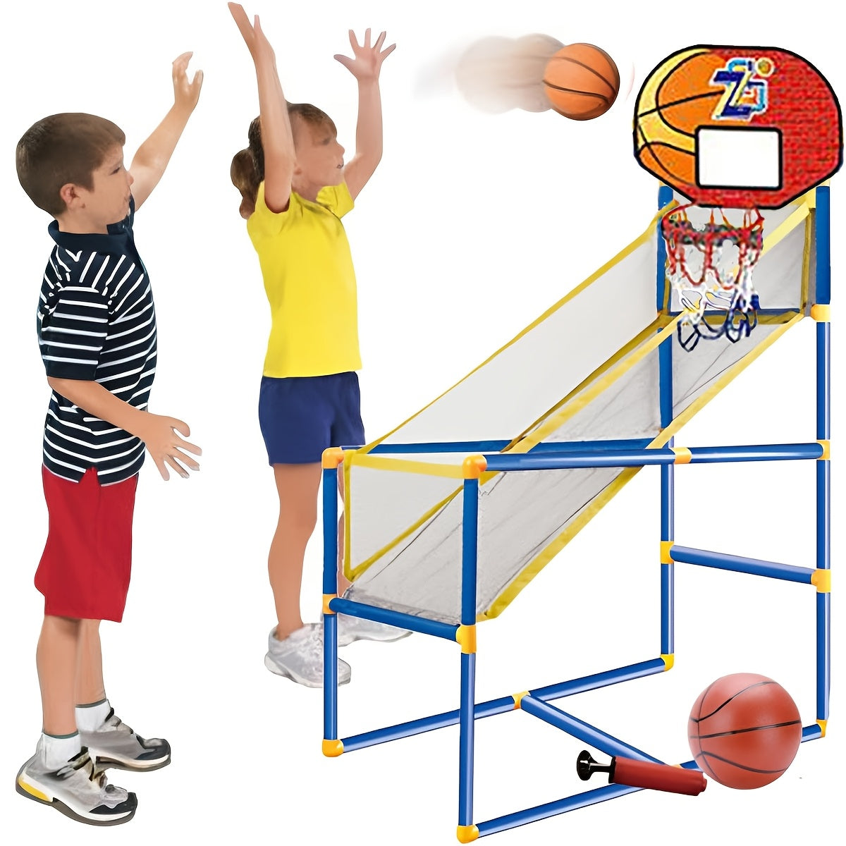 Arcade basketball game with 2 balls