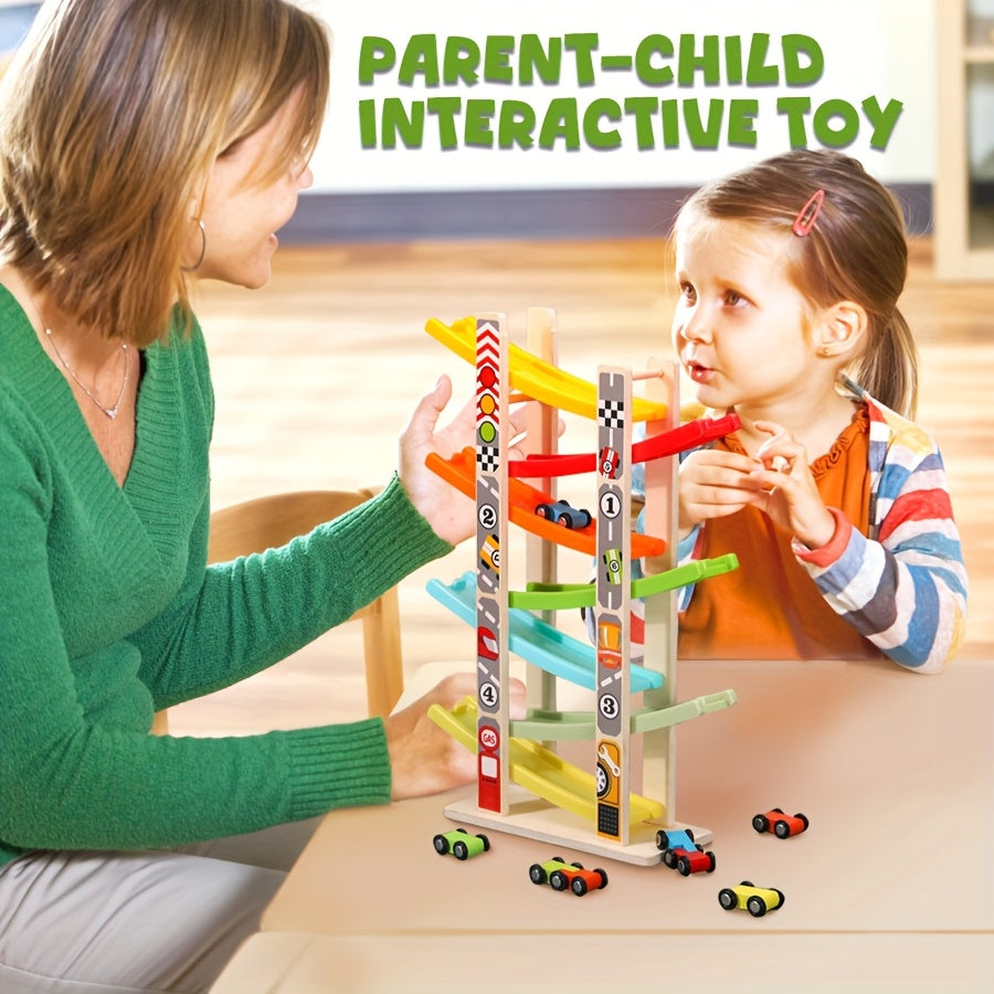 7 Level Wtoy Wooden Race Track – Mini Car Ramp