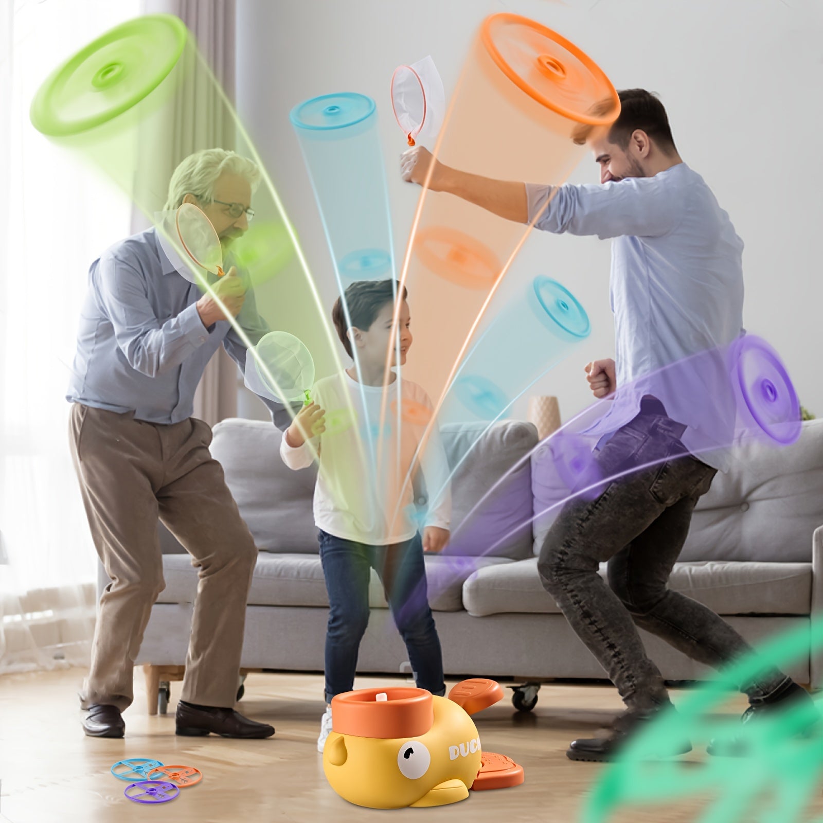 Yellow Duck Disc Thrower, Flying Disc Chase Games