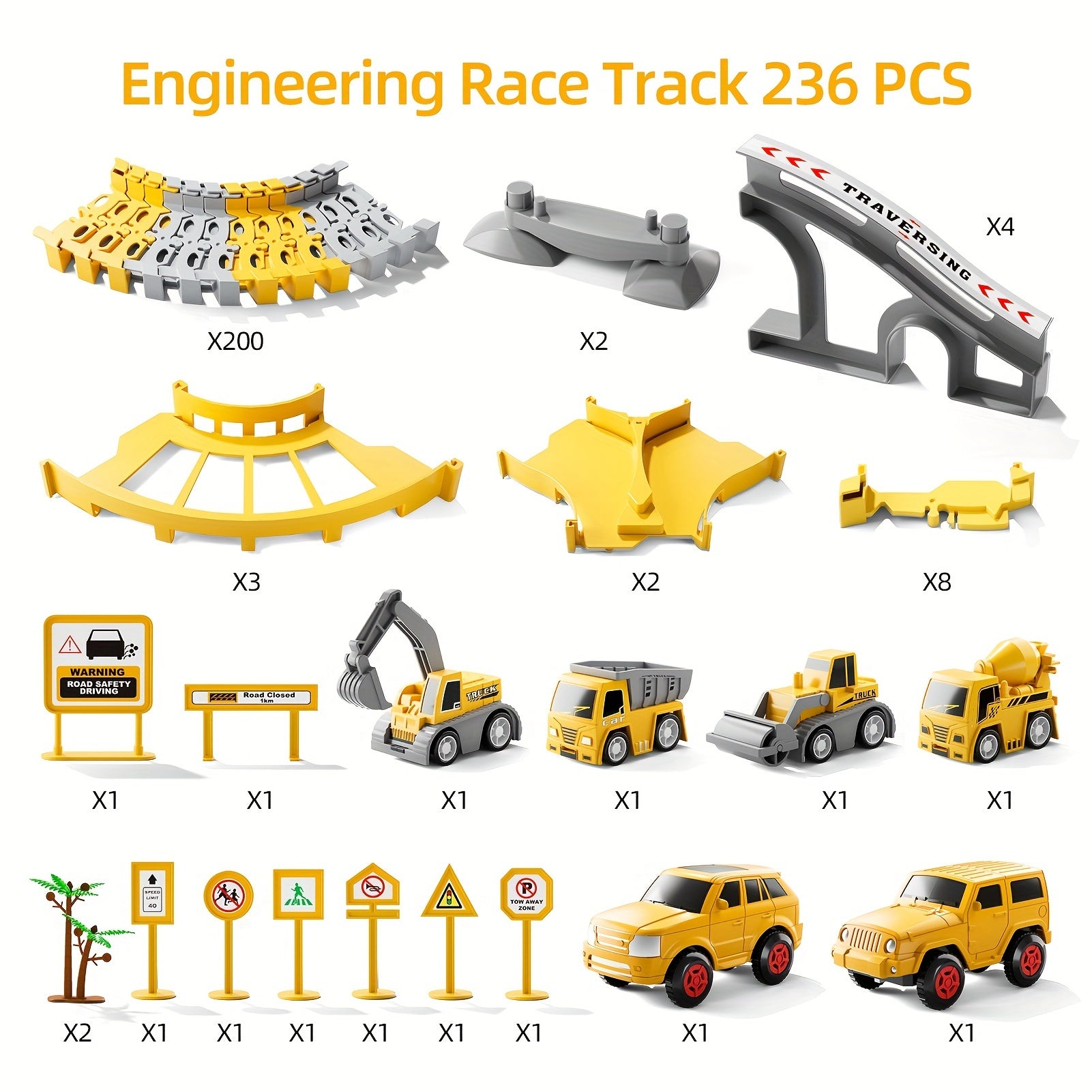 Trackmaster track of construction running for children 236pçs
