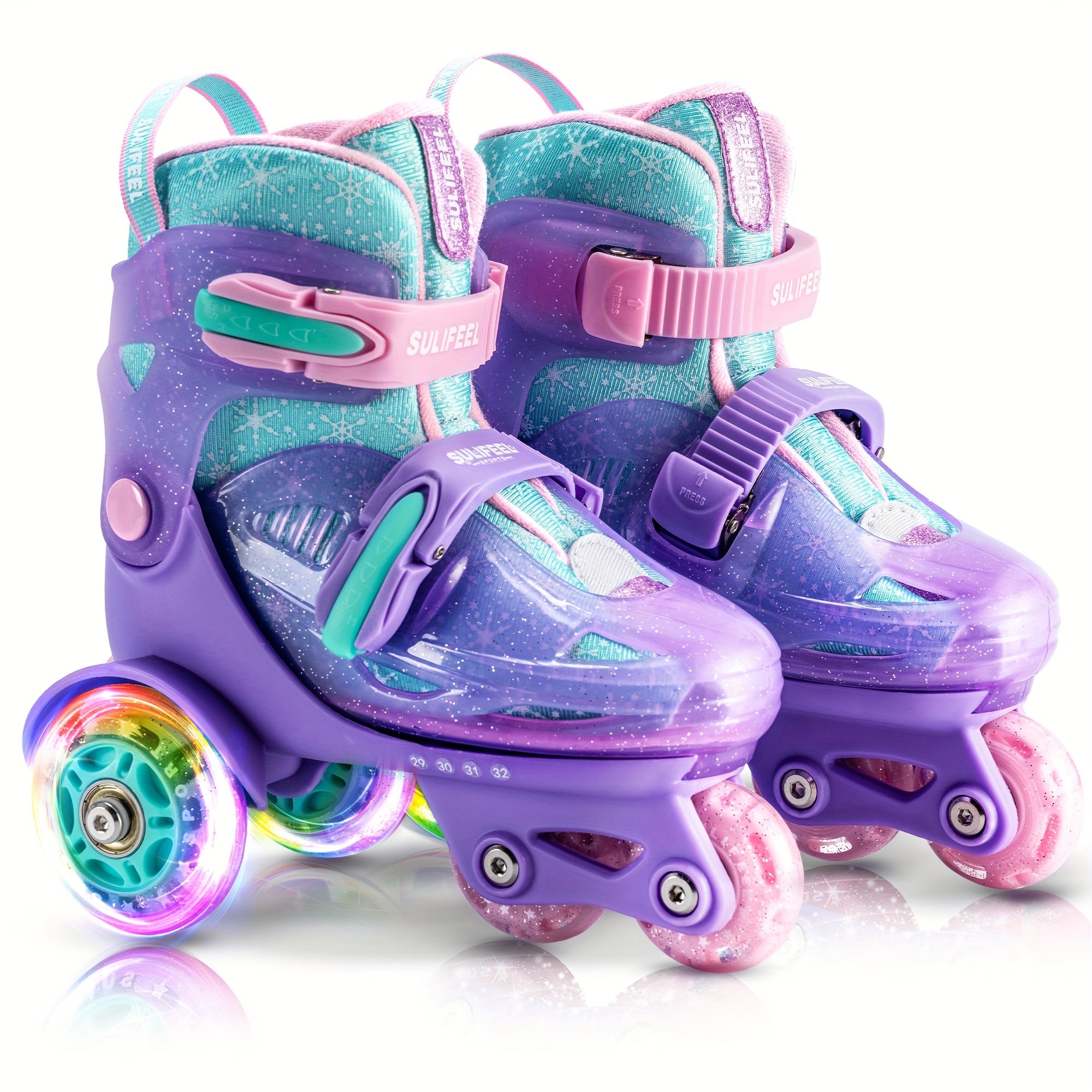 Adjustable kids roller skating shoes with lighting