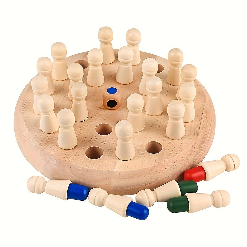 Wooden Memory Game - Educational Chess Puzzle