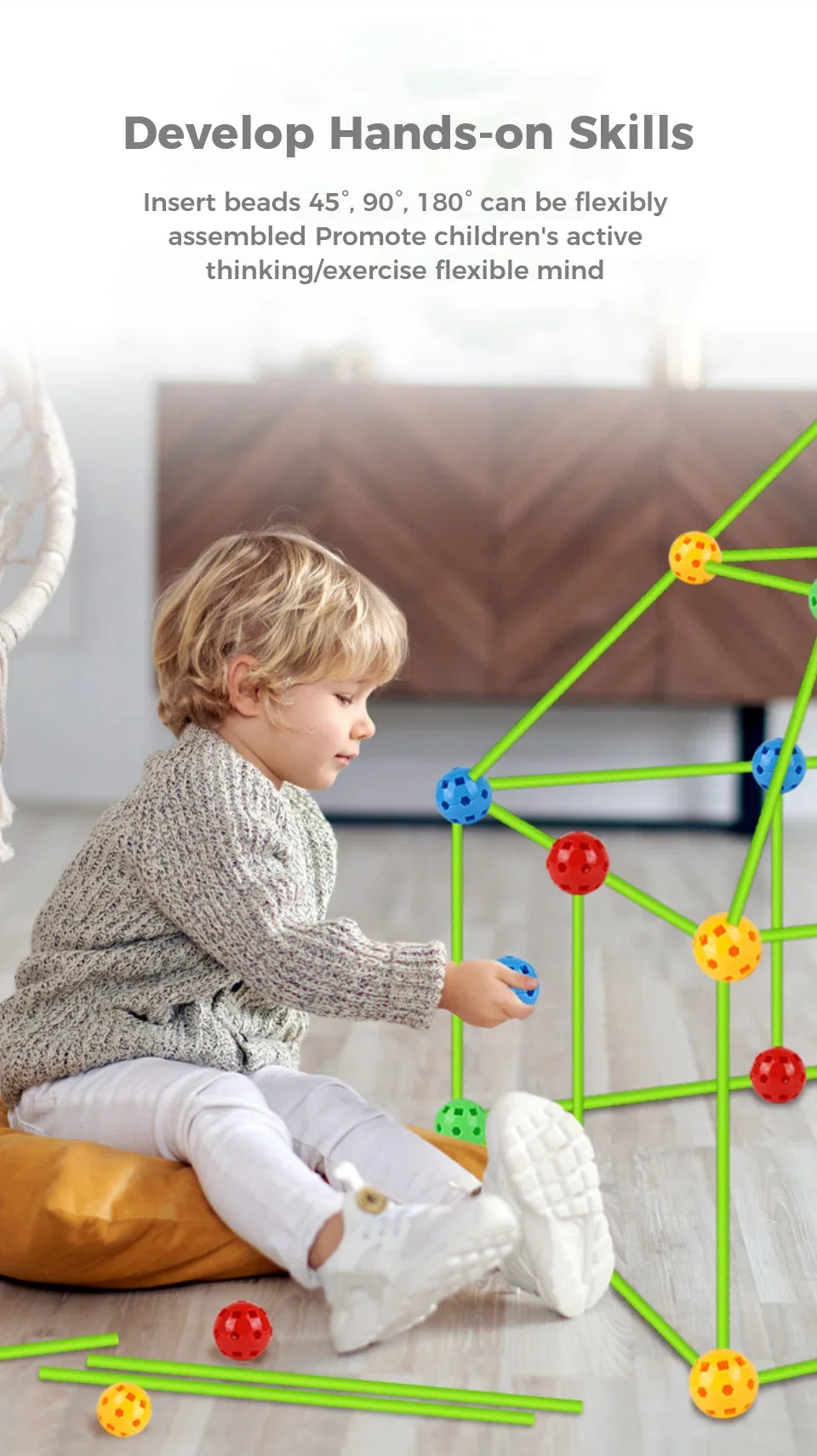 3D building kits for kids, with, sticks, tool.