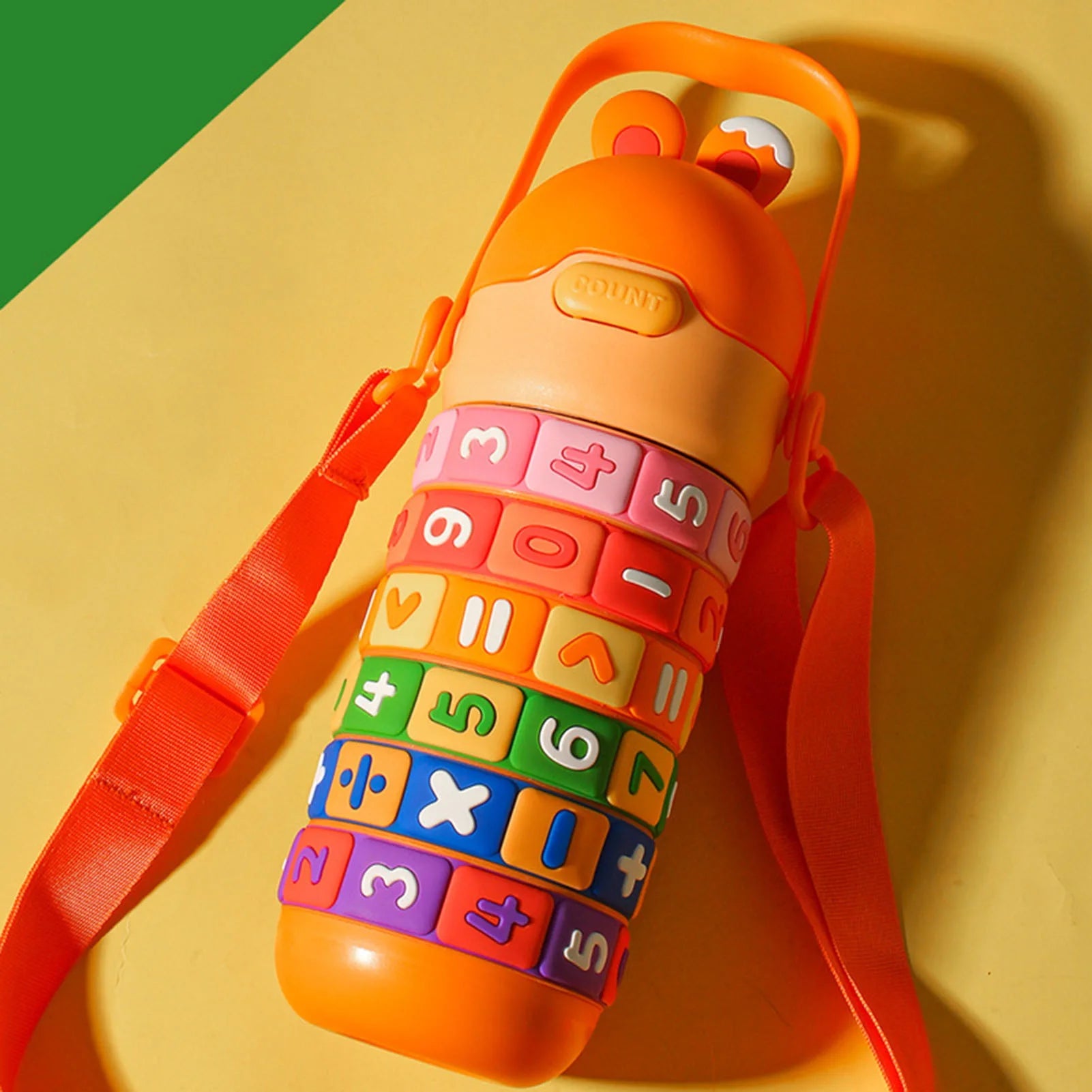 kawaii stainless steel water bottles with math straw handle