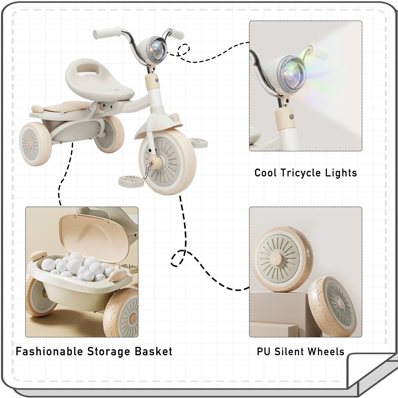 UBRAVOO Baby folding tricycle with pedals