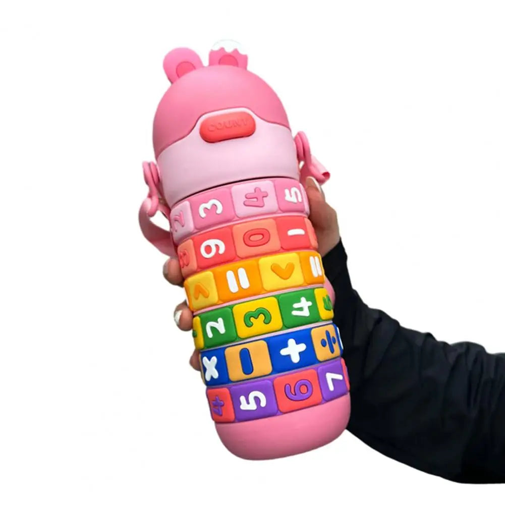 kawaii stainless steel water bottles with math straw handle