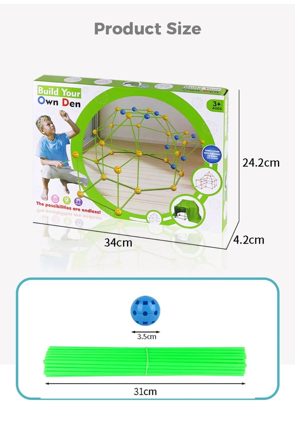 3D building kits for kids, with, sticks, tool.