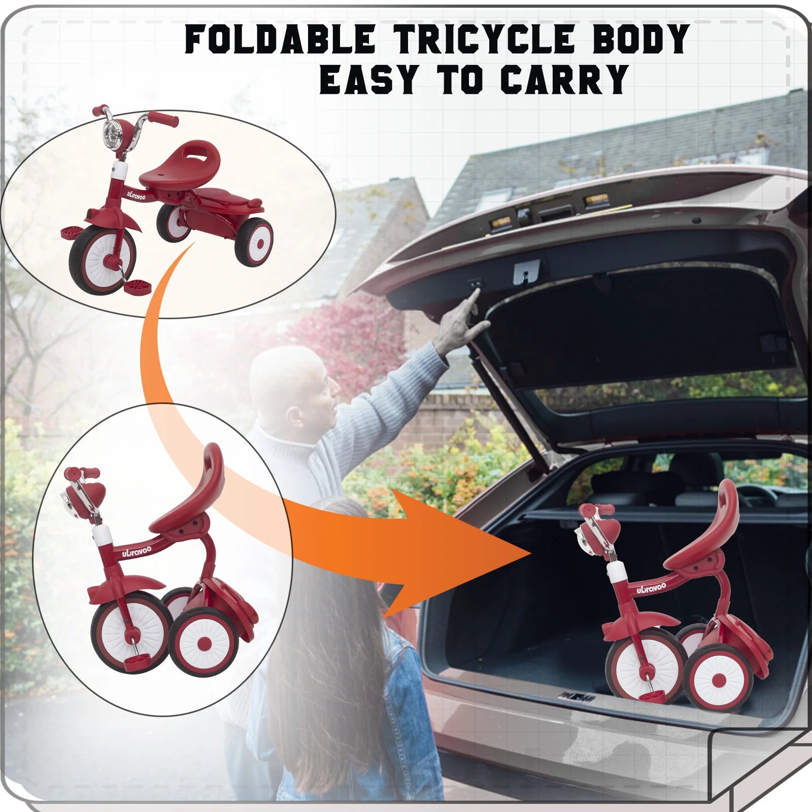 UBRAVOO Baby folding tricycle with pedals