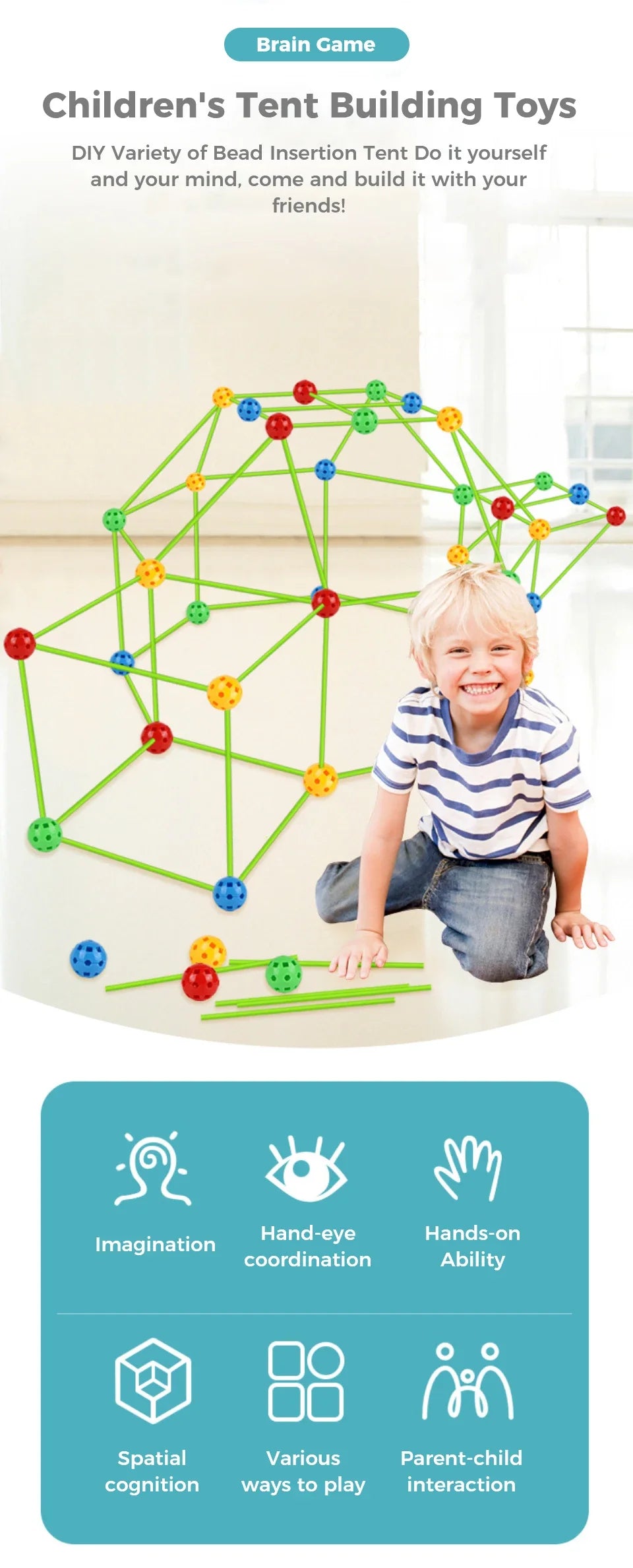 3D building kits for kids, with, sticks, tool.