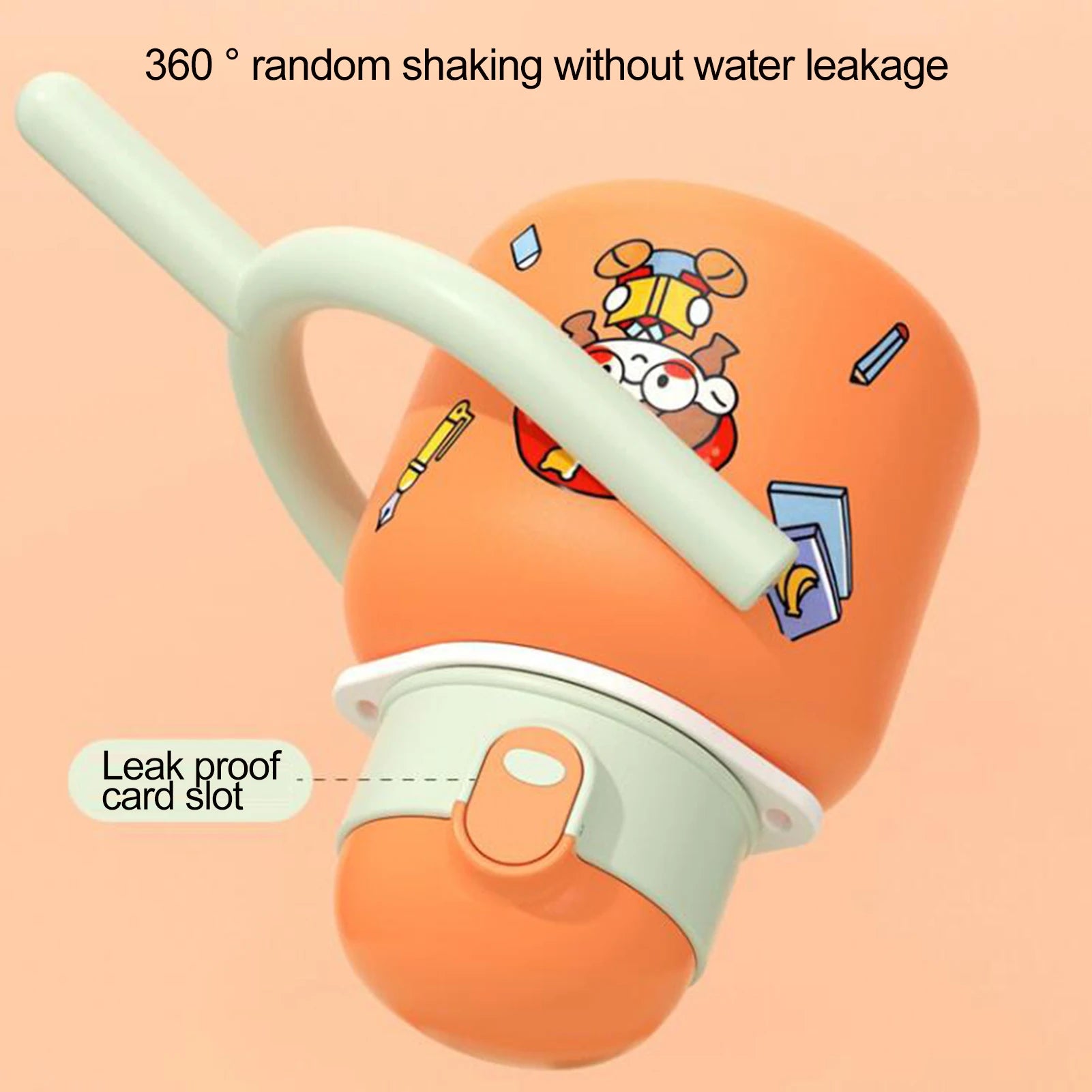 kawaii stainless steel water bottles with math straw handle