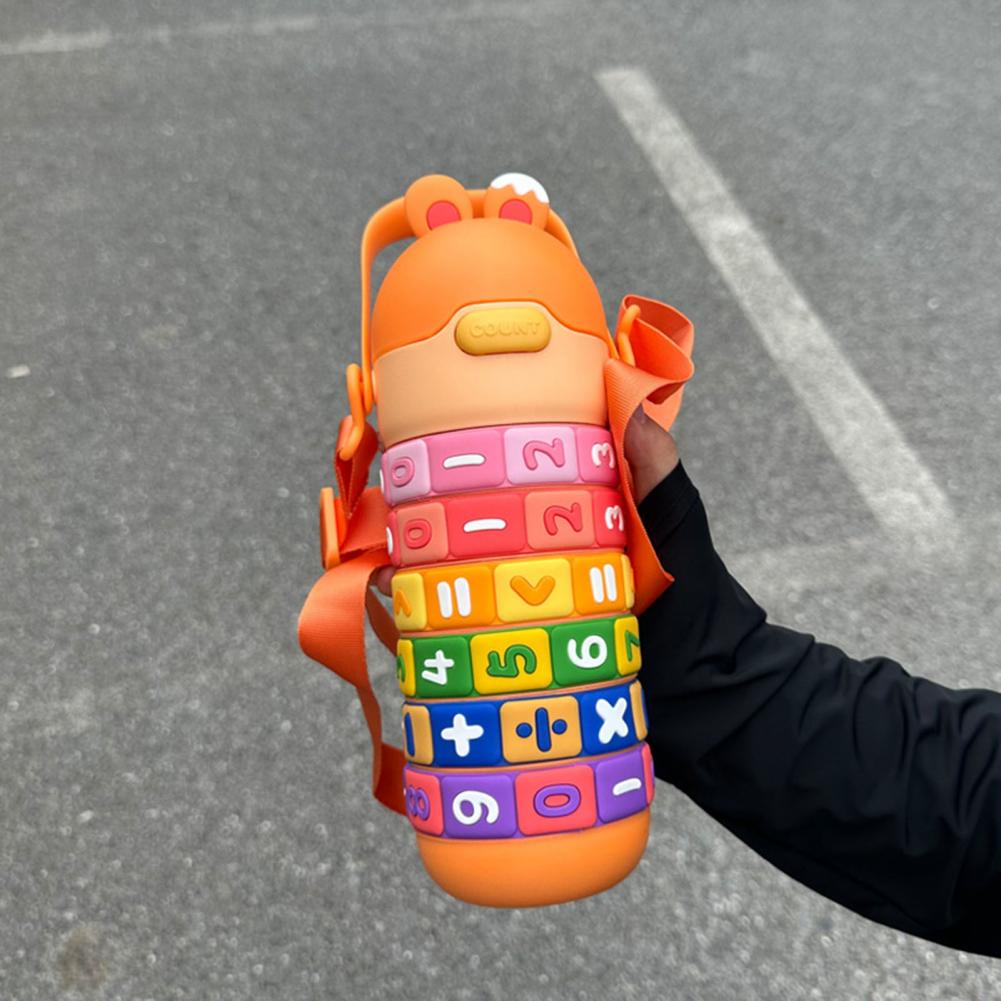 kawaii stainless steel water bottles with math straw handle