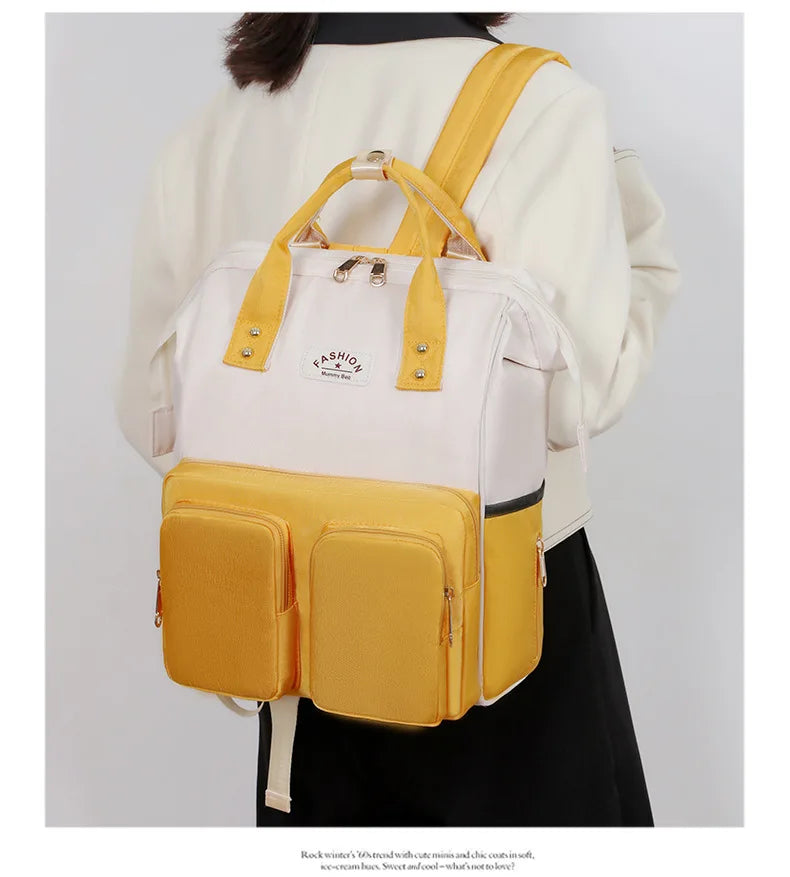 Multifunctional diaper backpack.