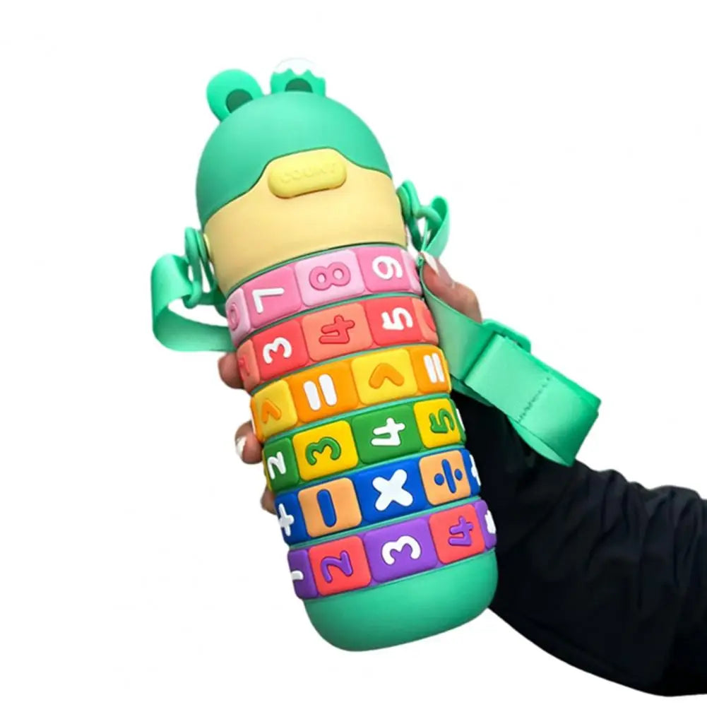 kawaii stainless steel water bottles with math straw handle