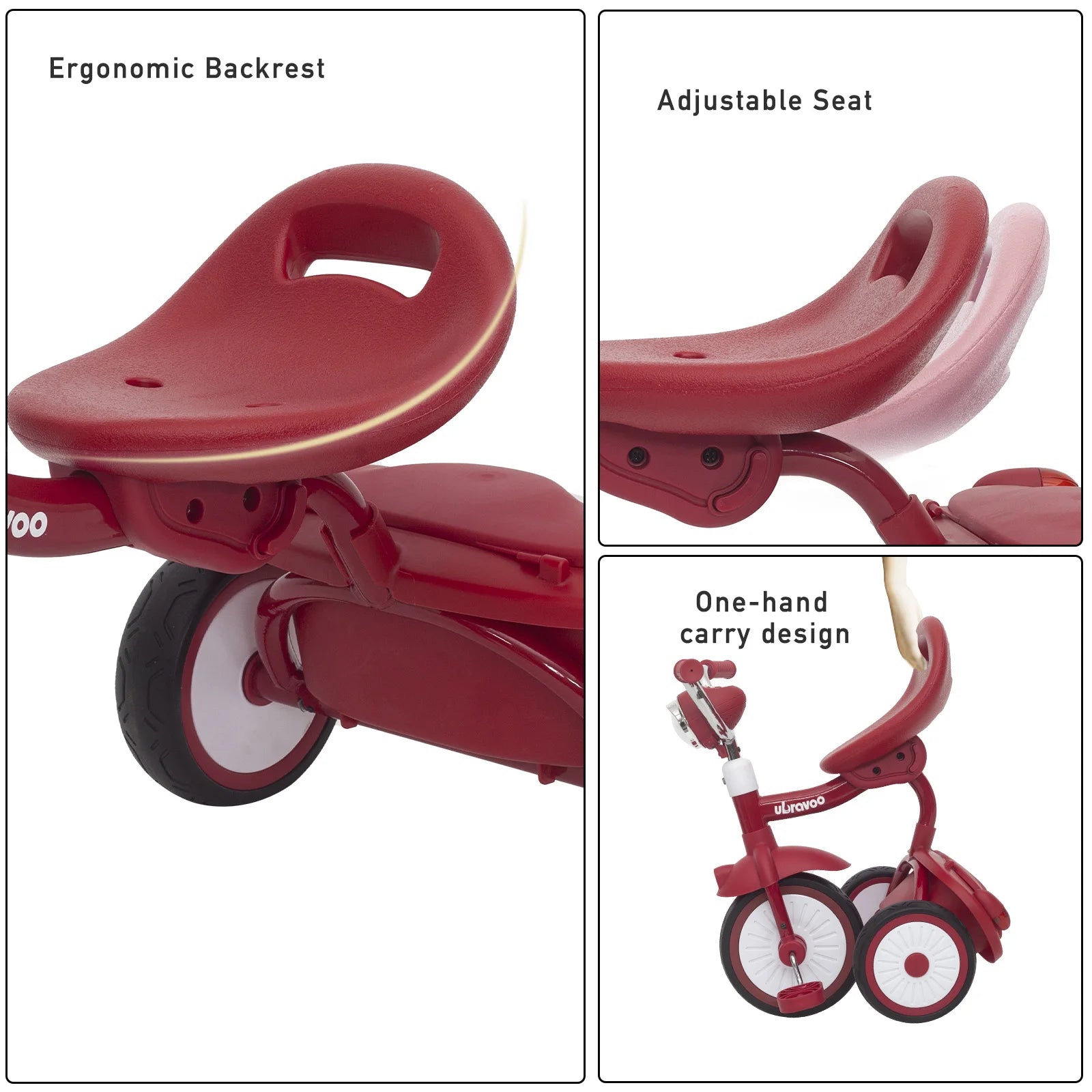 UBRAVOO Baby folding tricycle with pedals