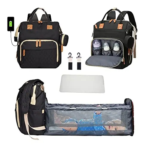 3-in-1 diaper bag with changing pad, with foldable changing pad