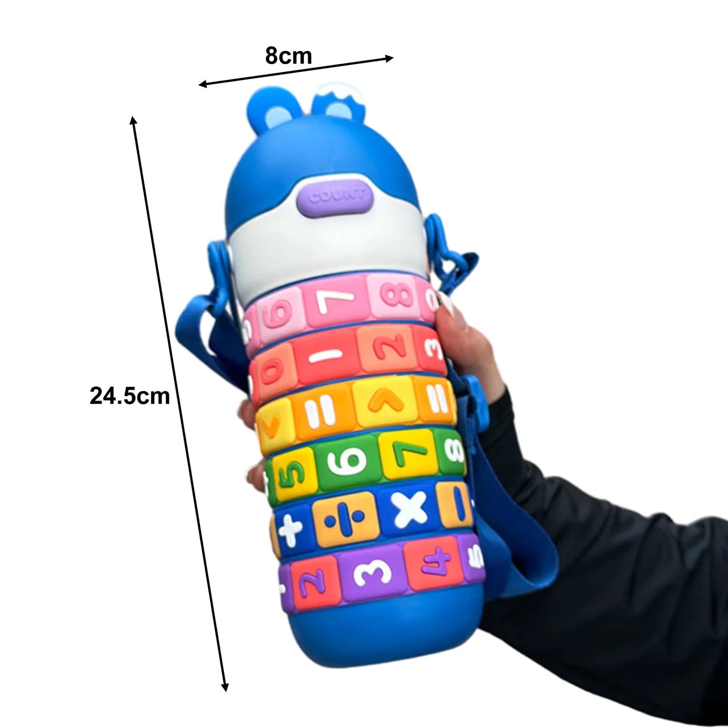 kawaii stainless steel water bottles with math straw handle