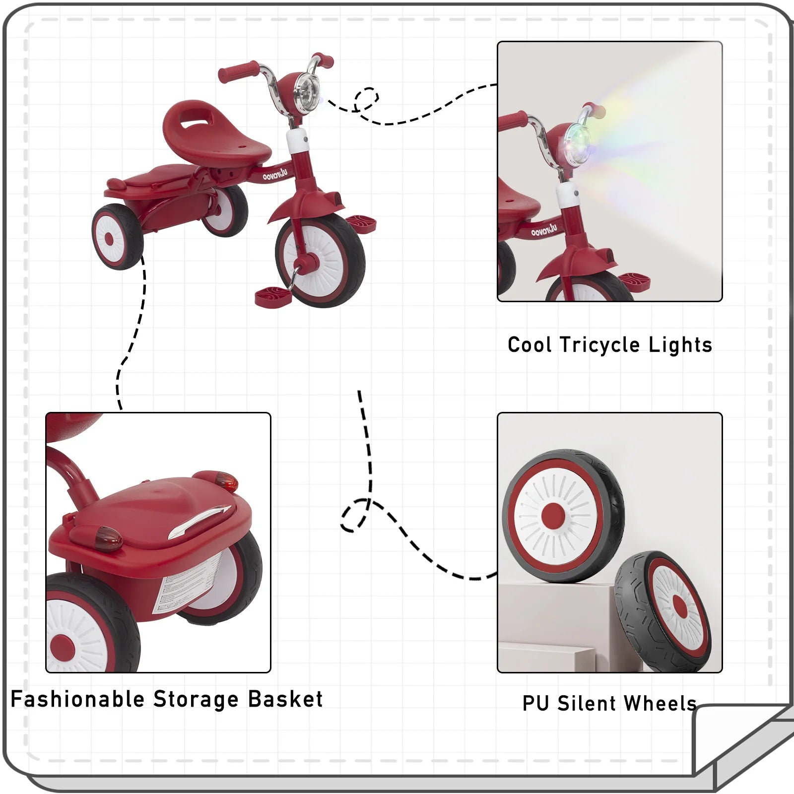 UBRAVOO Baby folding tricycle with pedals