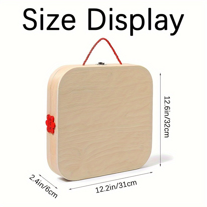 Wooden tool box with animal pattern and rope for kids