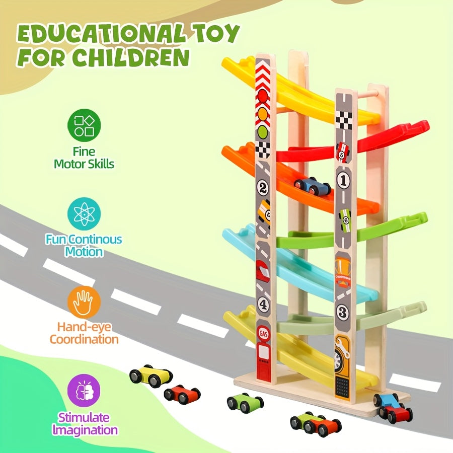 7 Level Wtoy Wooden Race Track – Mini Car Ramp