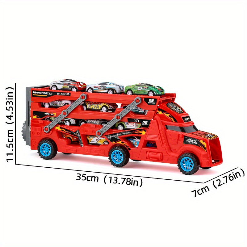 JOVOW Kids Fire Truck Set with 8 Mini Cars