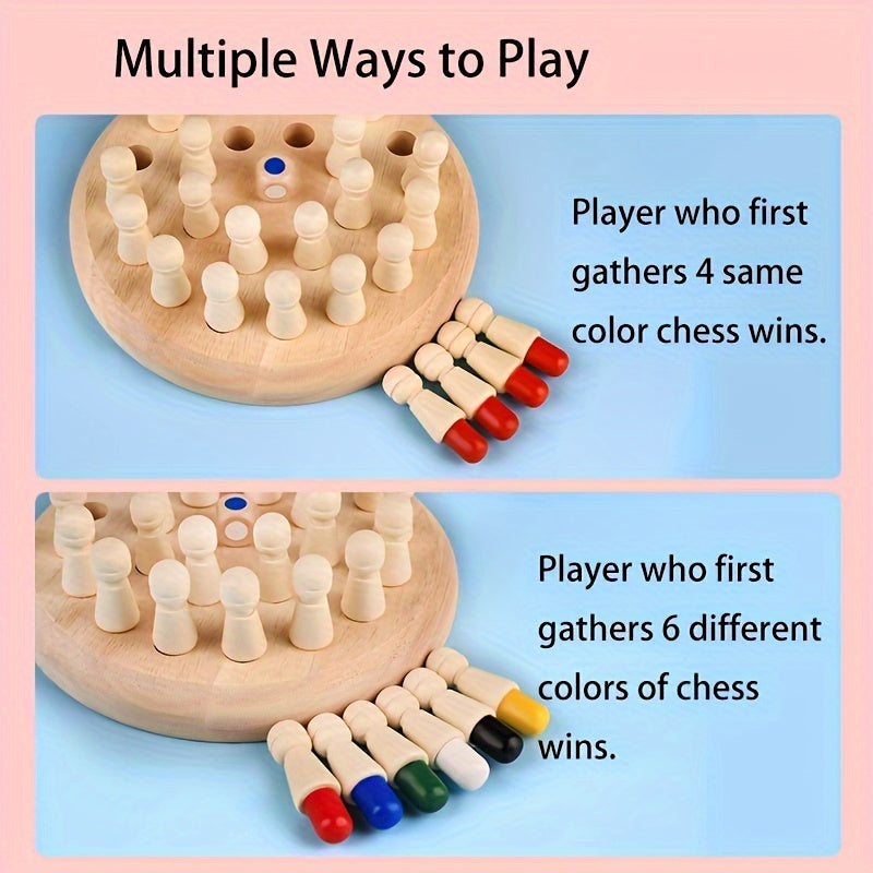 Wooden Memory Game - Educational Chess Puzzle