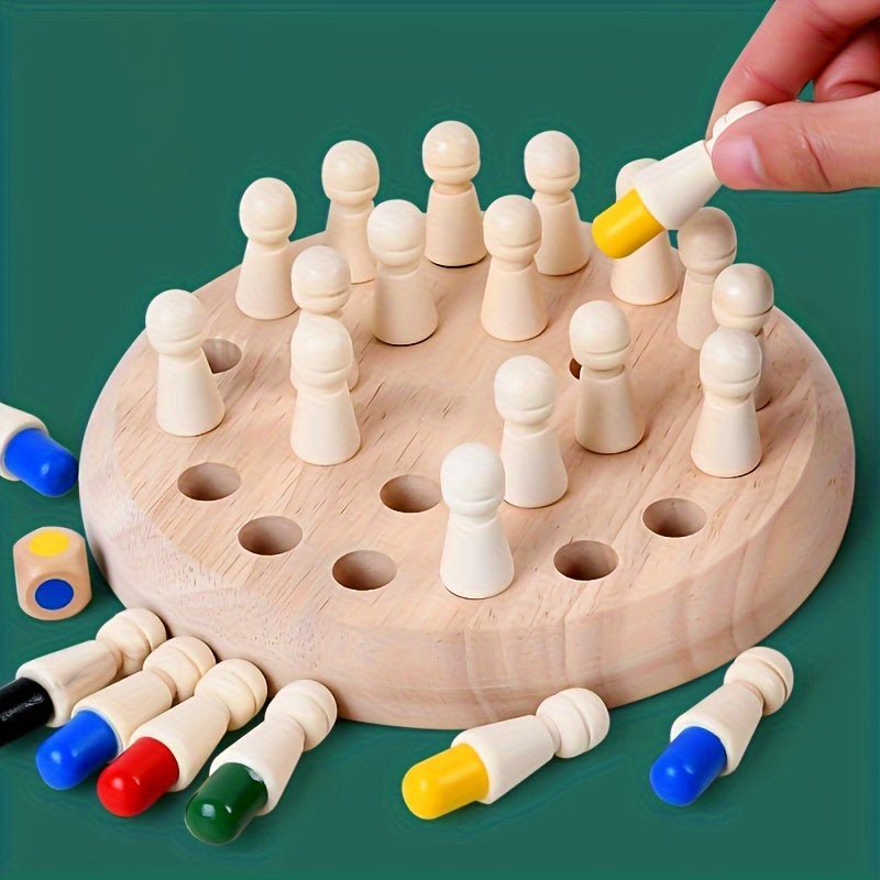 Wooden Memory Game - Educational Chess Puzzle