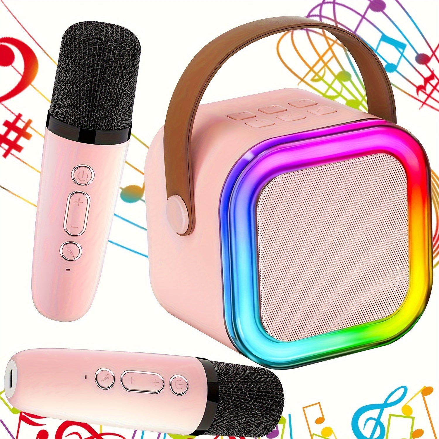 Portable Mini Karaoke Machine with 2 Wireless Microphones