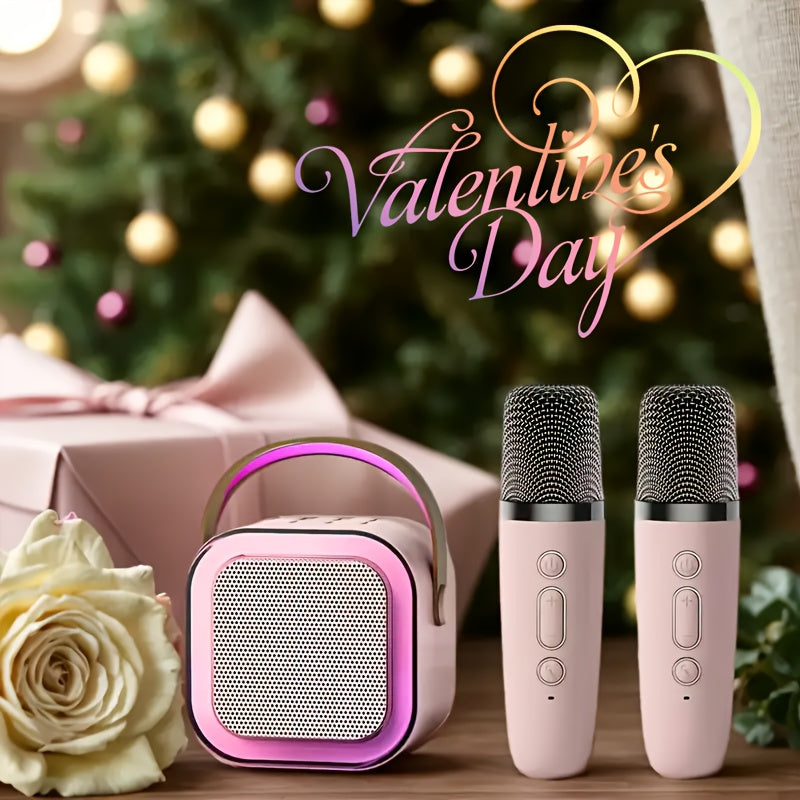 Portable Mini Karaoke Machine with 2 Wireless Microphones