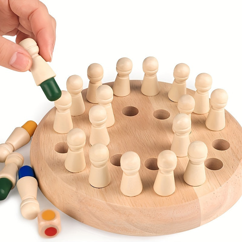 Wooden Memory Game - Educational Chess Puzzle