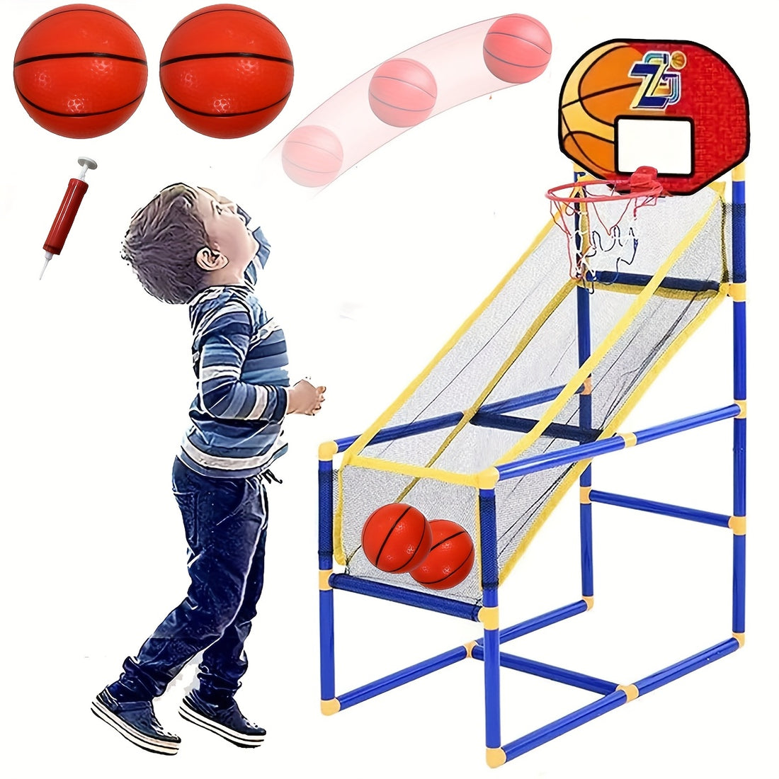 Arcade basketball game with 2 balls