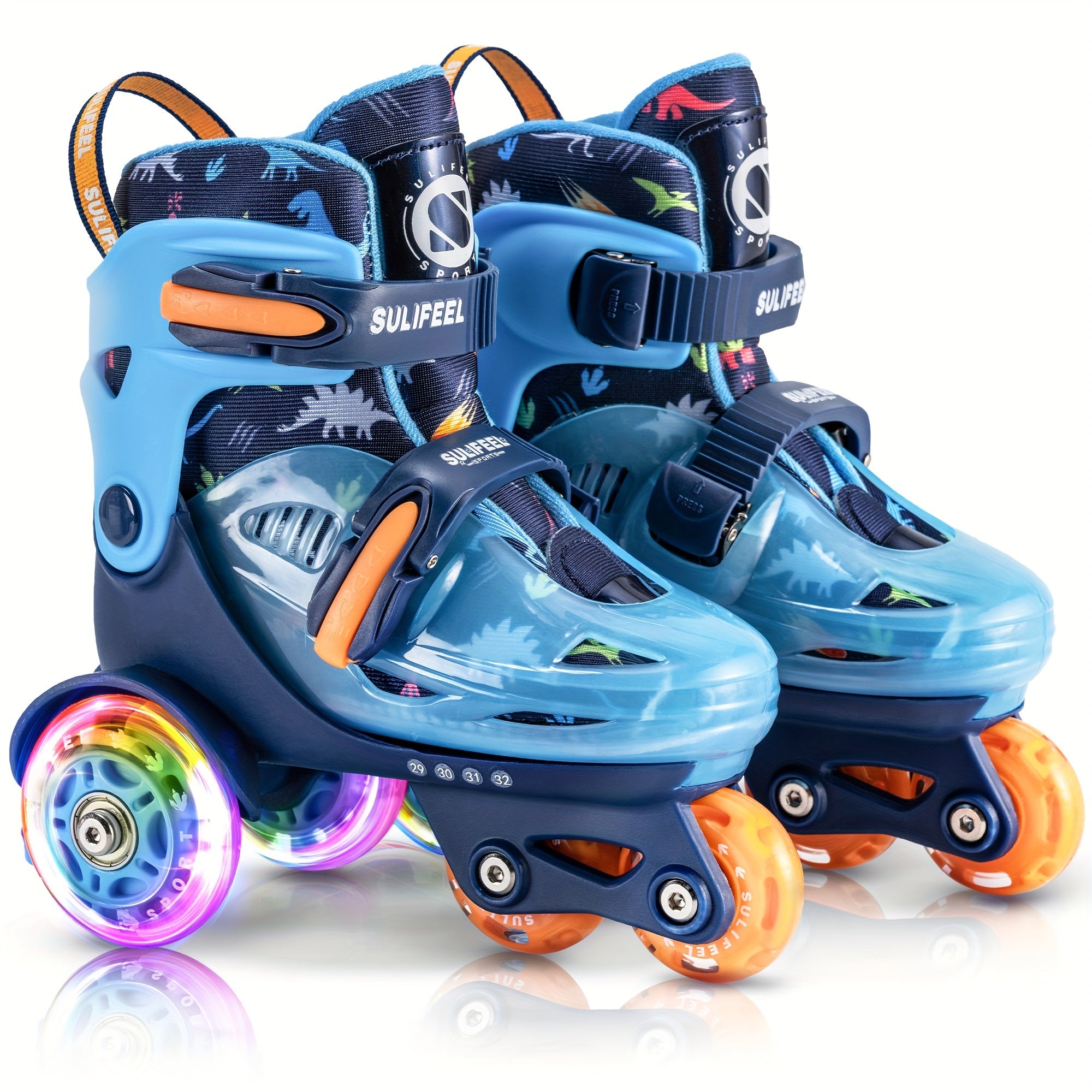 Adjustable kids roller skating shoes with lighting
