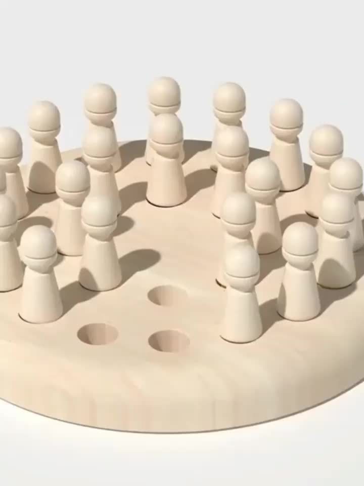 Wooden Memory Game - Educational Chess Puzzle