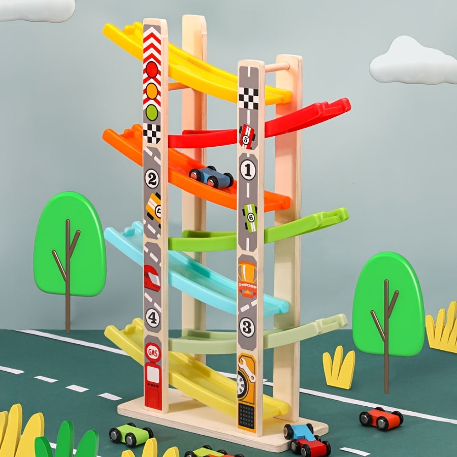 7 Level Wtoy Wooden Race Track – Mini Car Ramp