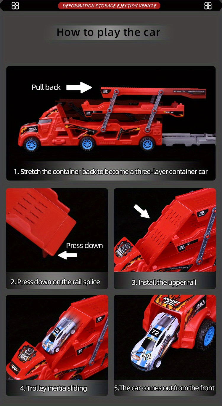 JOVOW Kids Fire Truck Set with 8 Mini Cars