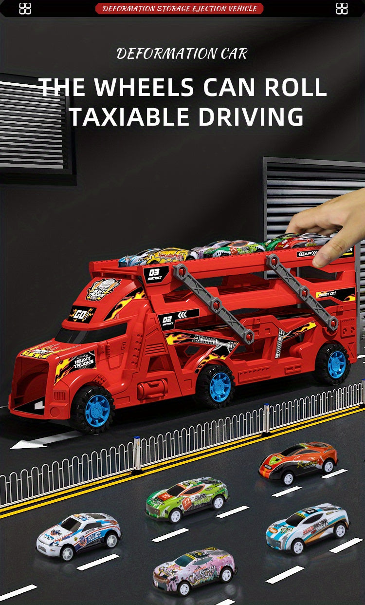 JOVOW Kids Fire Truck Set with 8 Mini Cars