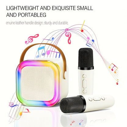 Portable Mini Karaoke Machine with 2 Wireless Microphones
