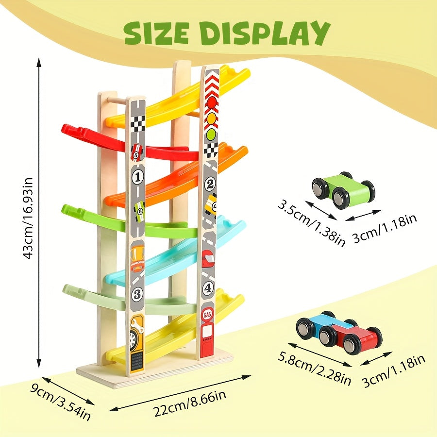 7 Level Wtoy Wooden Race Track – Mini Car Ramp