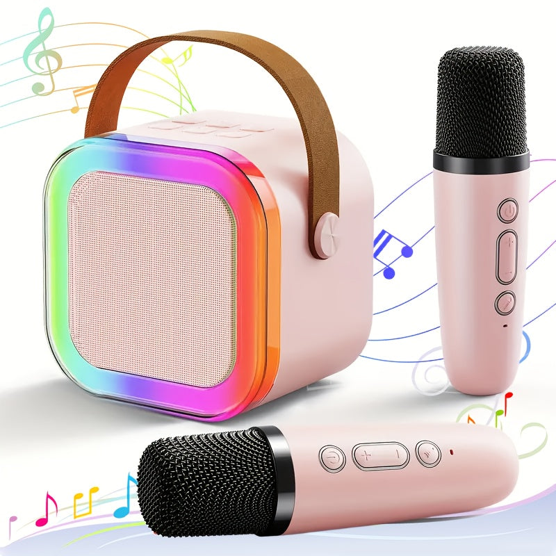 Portable Mini Karaoke Machine with 2 Wireless Microphones