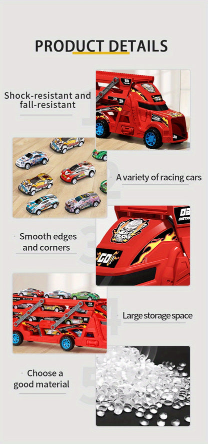 JOVOW Kids Fire Truck Set with 8 Mini Cars
