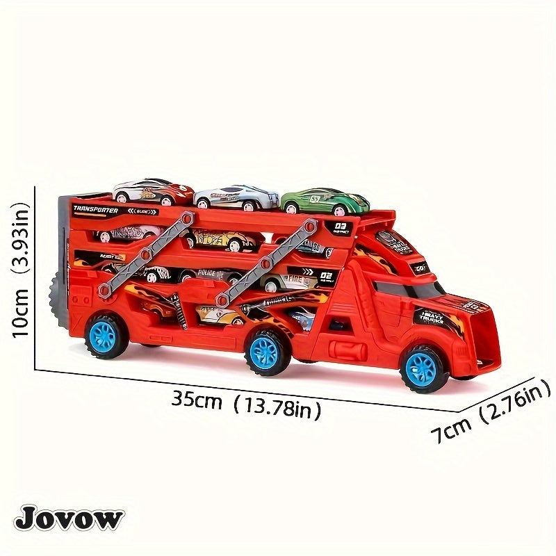 JOVOW Kids Fire Truck Set with 8 Mini Cars