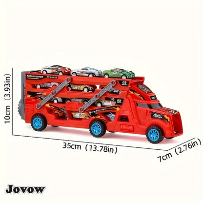 JOVOW Kids Fire Truck Set with 8 Mini Cars